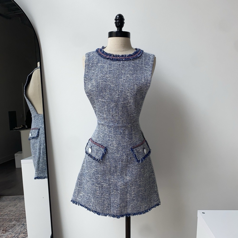Zara NWT‎ Pinafore Textured Tweed Style Dress Size XS Women's Academia Softgirl